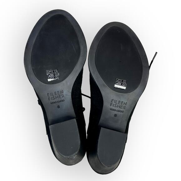 Eileen Fisher Fallon Peep Toe Lace Up Booties Women's Size 8 Black Suede 5838517 - Picture 9 of 11